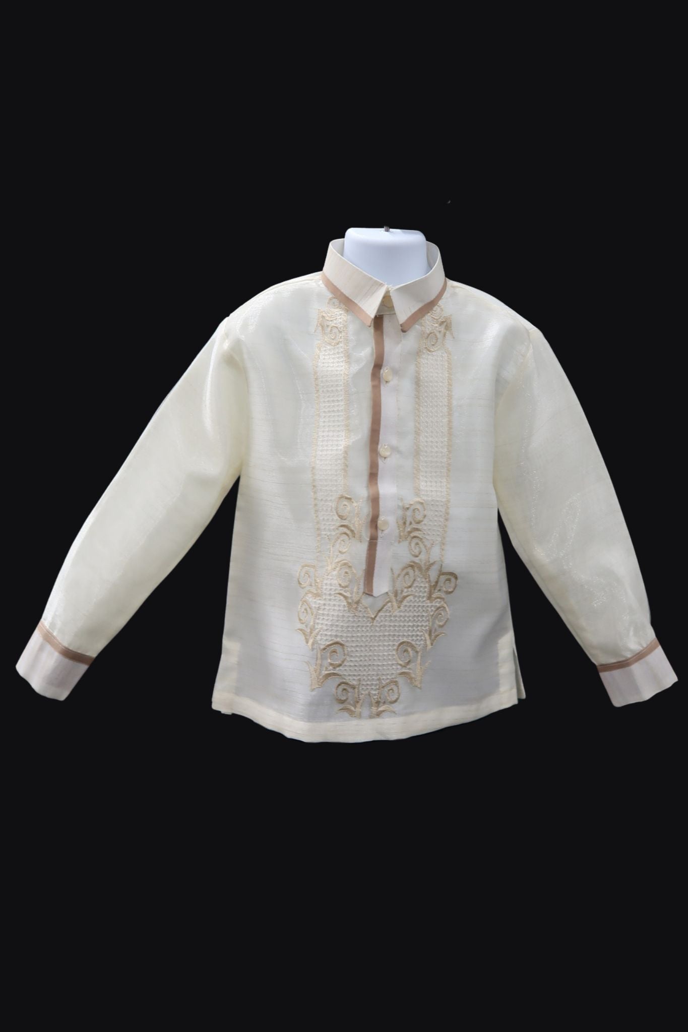 Kids Harry Barong - Beige Pina Organza