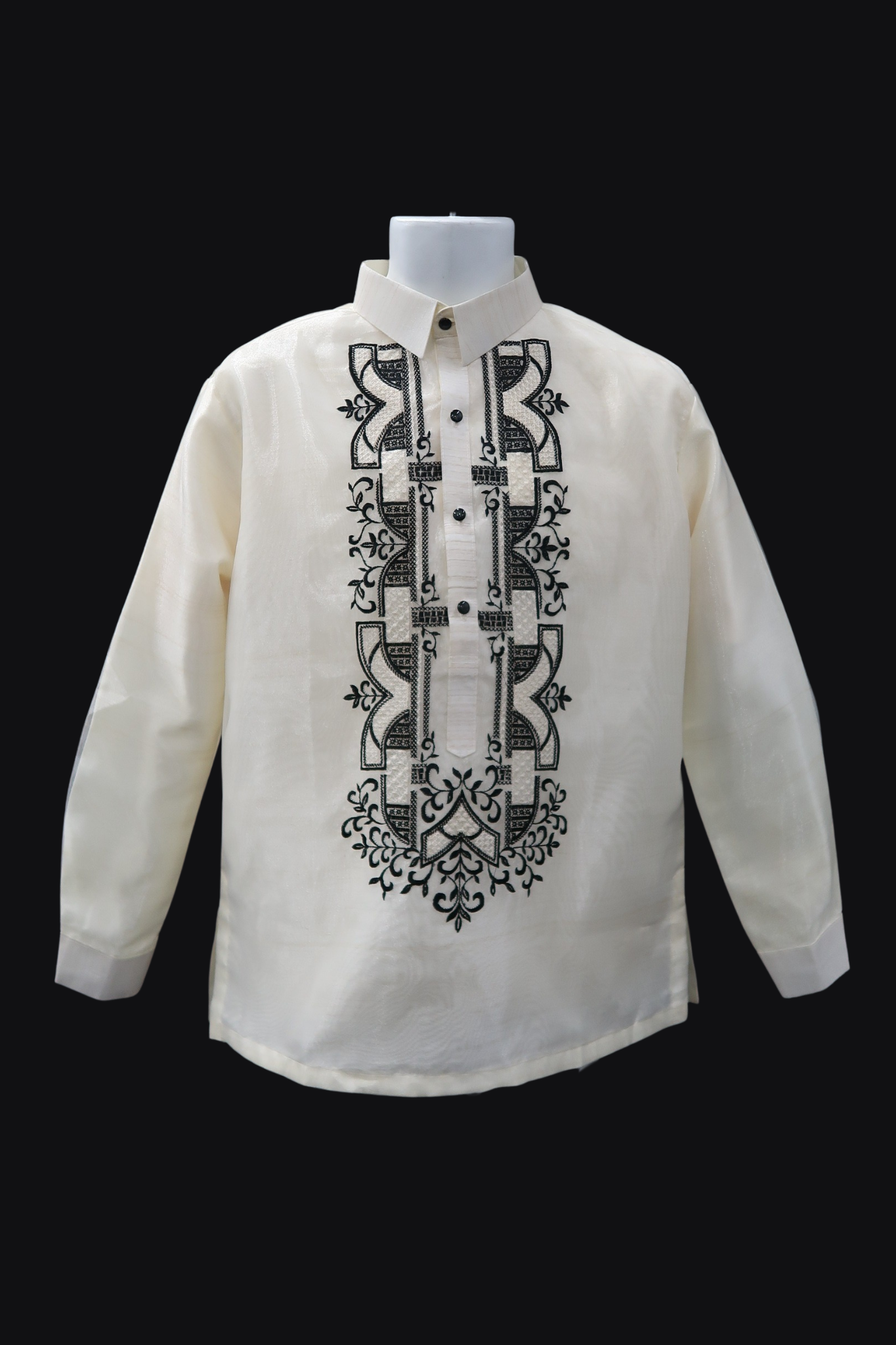 Beige/Black Organza Barong - Dakila