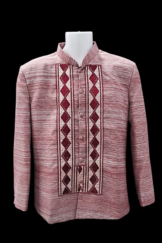 Burgundy Benusha Coat Barong - Diamond