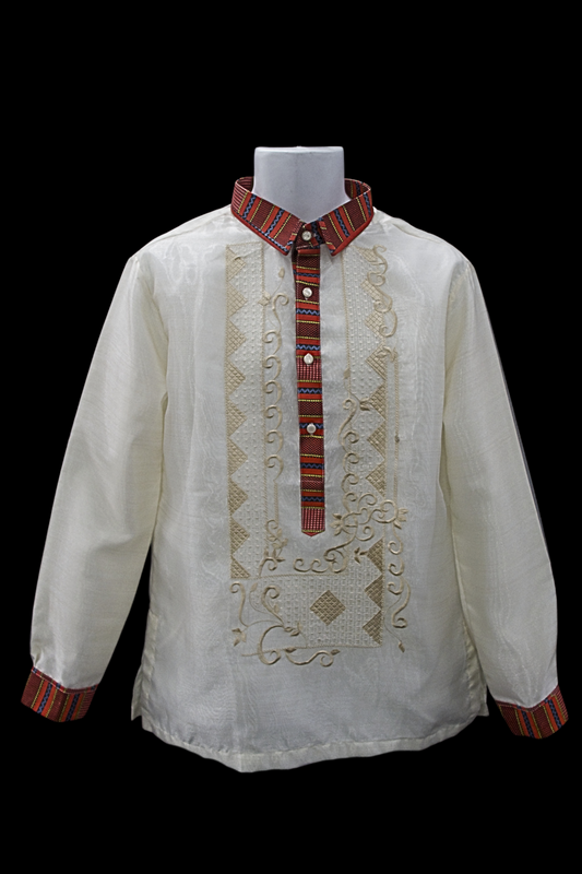 Red Ethnic Accents Organza Barong - Katipunan