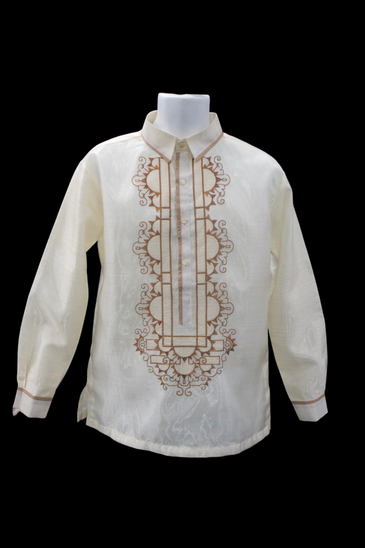 Beige/Brown Organza Barong - Araw