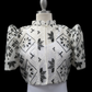 Full Lace Emb Star Bolero - Black & White