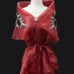 Lace Applique Panuelo - Burgundy & Black