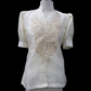 3/4 Puff Sleeve Barong Blouse - Beige