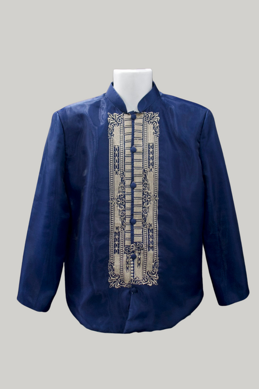 Organza Coat Barong - Navy Blue