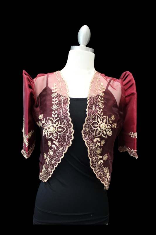 Burgundy Lace Bolero