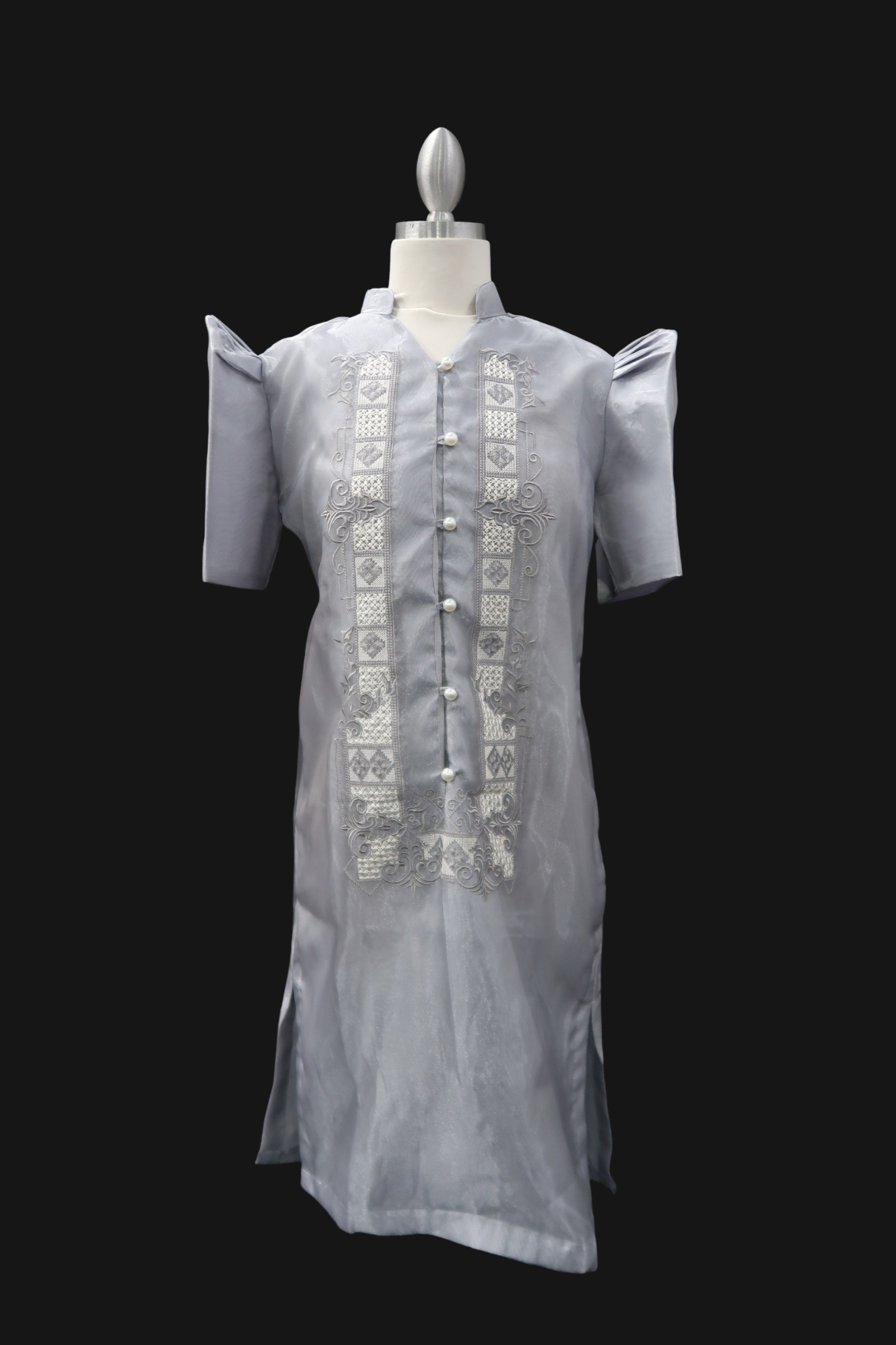 Divina Barong Dress - Light Gray