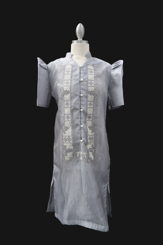 Divina Barong Dress - Light Gray