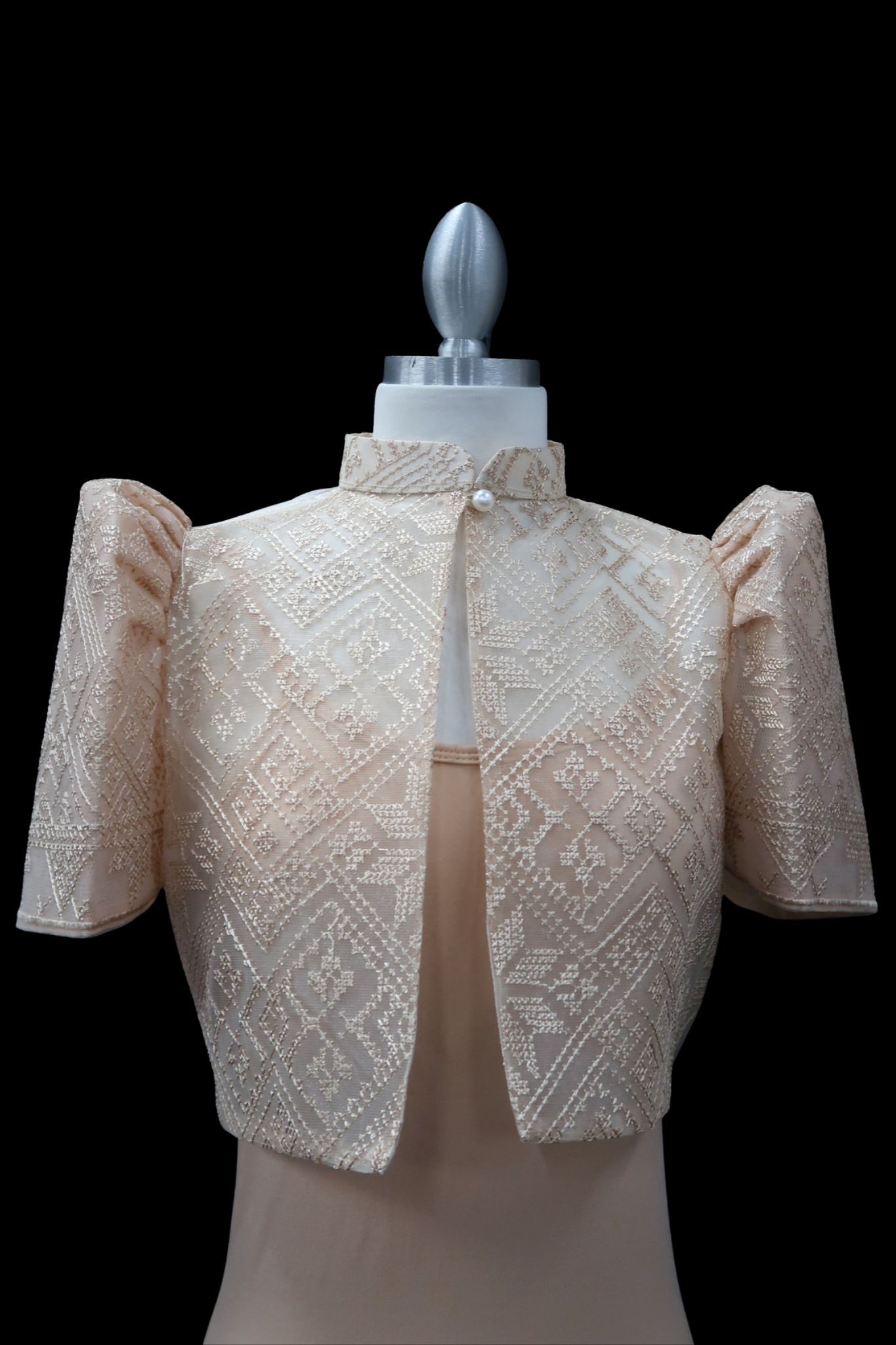 Full Lace Emb Star Bolero - Beige