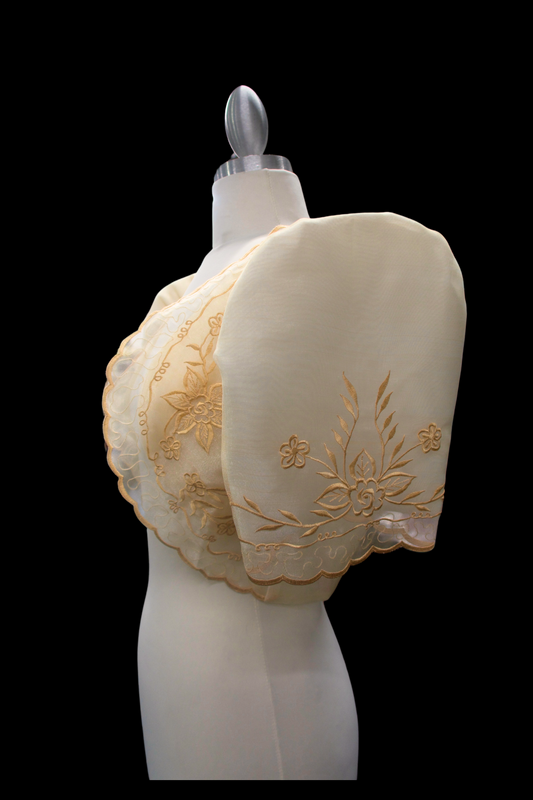 Crop Lace Bolero - Beige w/ Champagne Emb