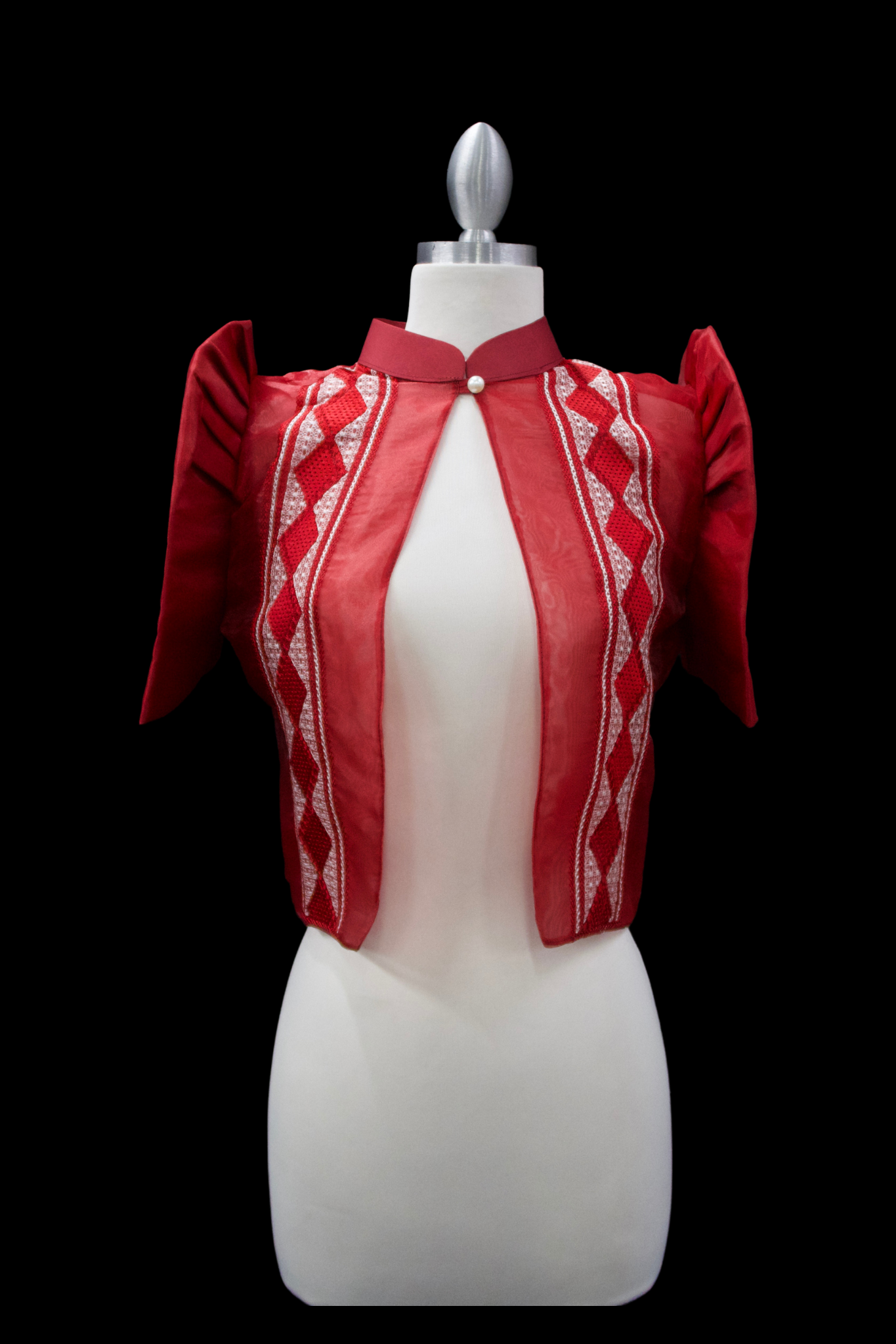 Diamond Single Button Bolero - Burgundy