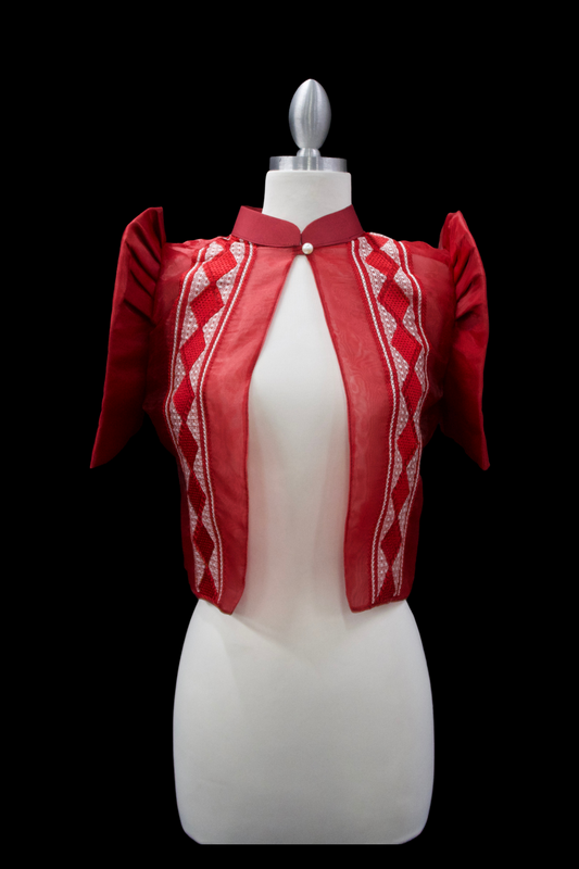 Diamond Single Button Bolero - Burgundy