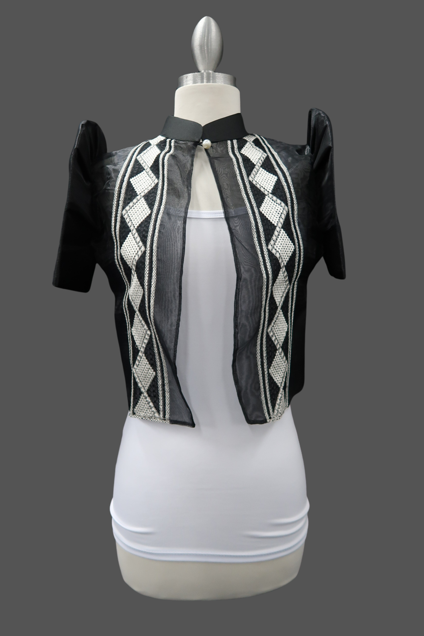Diamond Single Button Bolero - Black