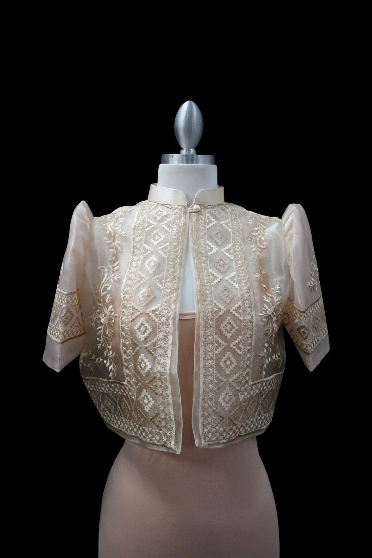Amara Single Button Tulle Bolero - Light Mocha