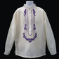 Beige & Violet Organza Barong - Ezra