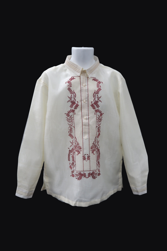 Pina Burgundy Organza Barong - Ken