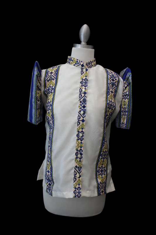 Tribal Print Inspired Mestiza Blouse - Blue