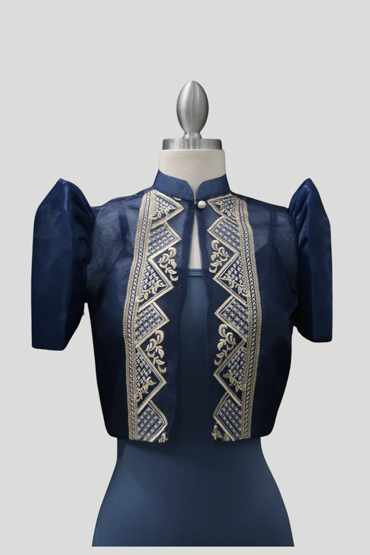 Triangle Single Button Tulle Bolero - Navy Blue