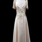 Metallic Gazar Overlap Gown - Beige