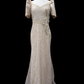 Serafina Rhinestone/Beaded Mestiza Gown - Beige