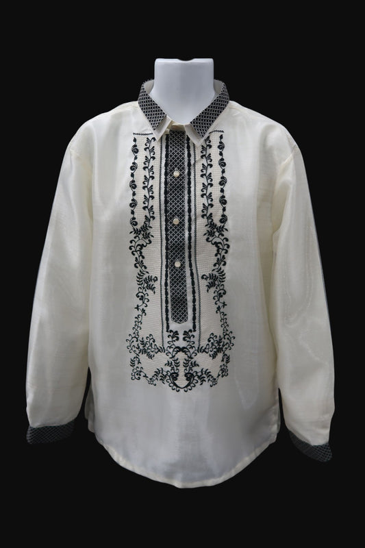 Tikas Barong - Beige & Black Organza