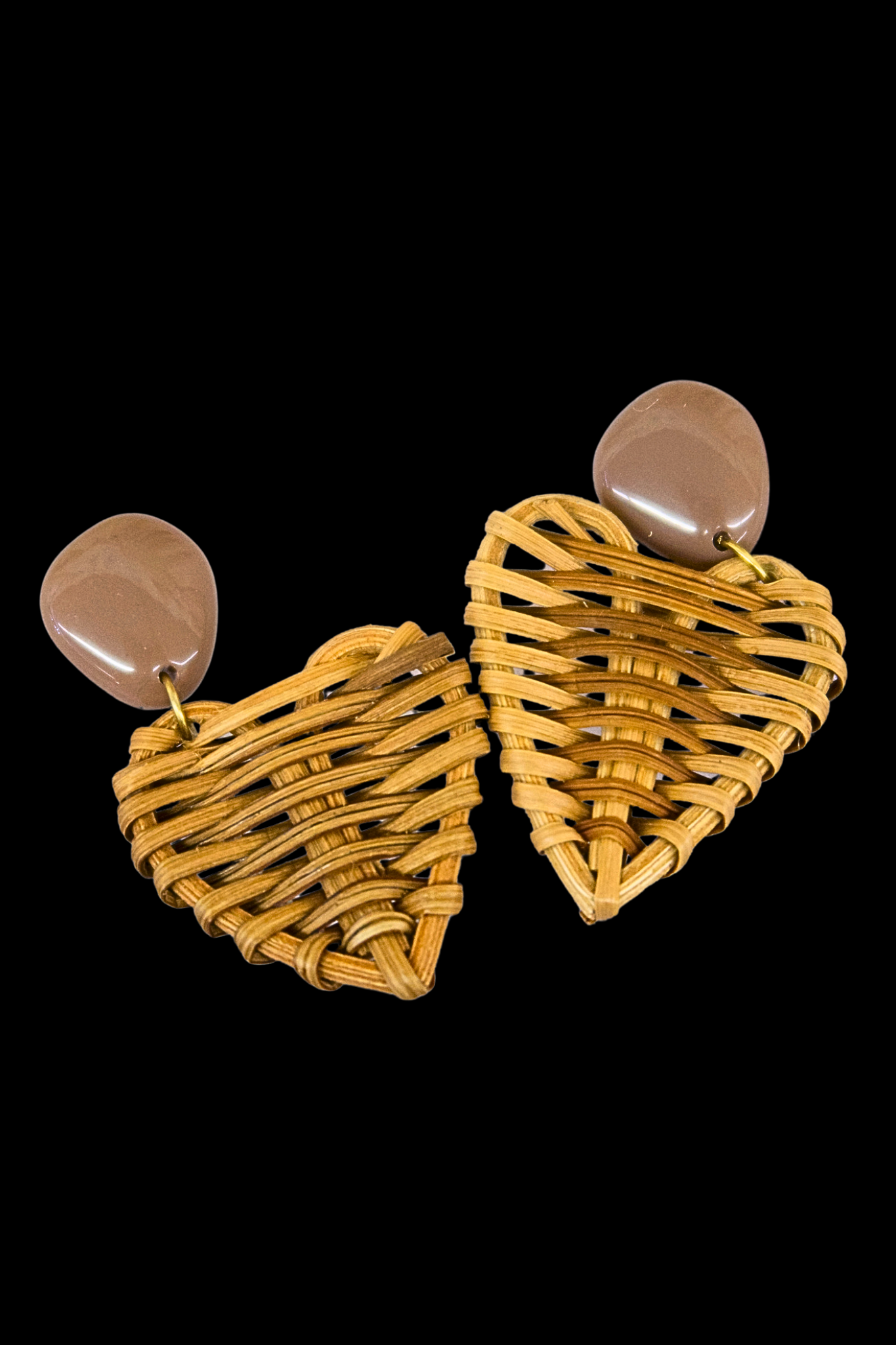 Puso Rattan Earrings - Tan