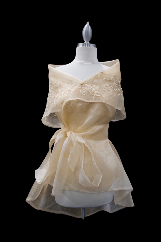 'Pina Beige' Embroidered Panuelo