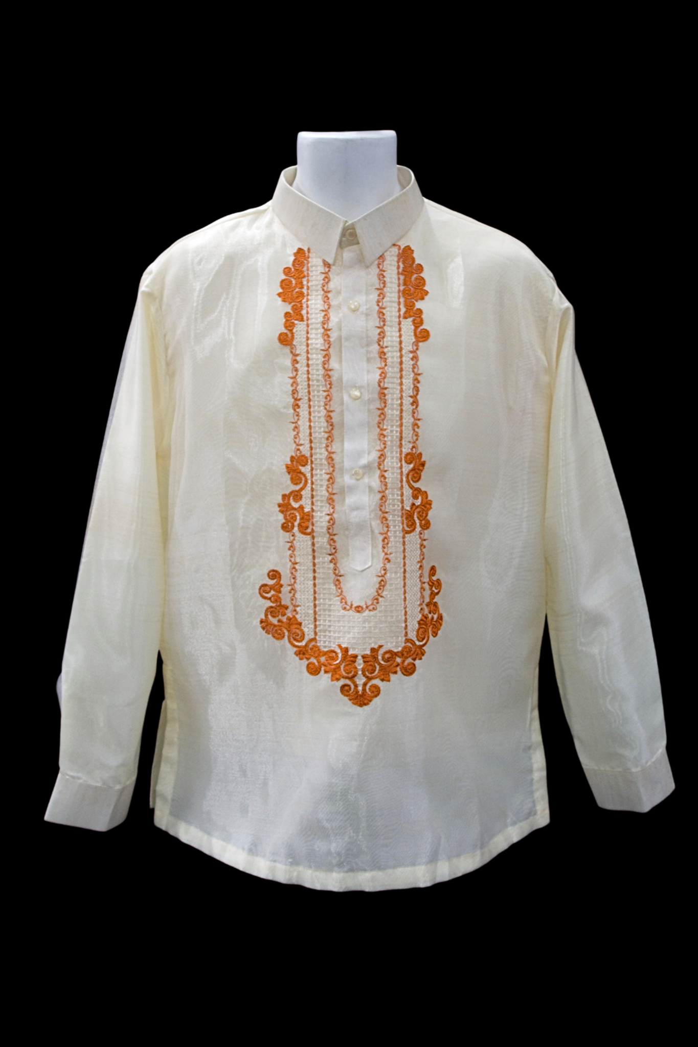 Organza Barong - Beige & Terracotta