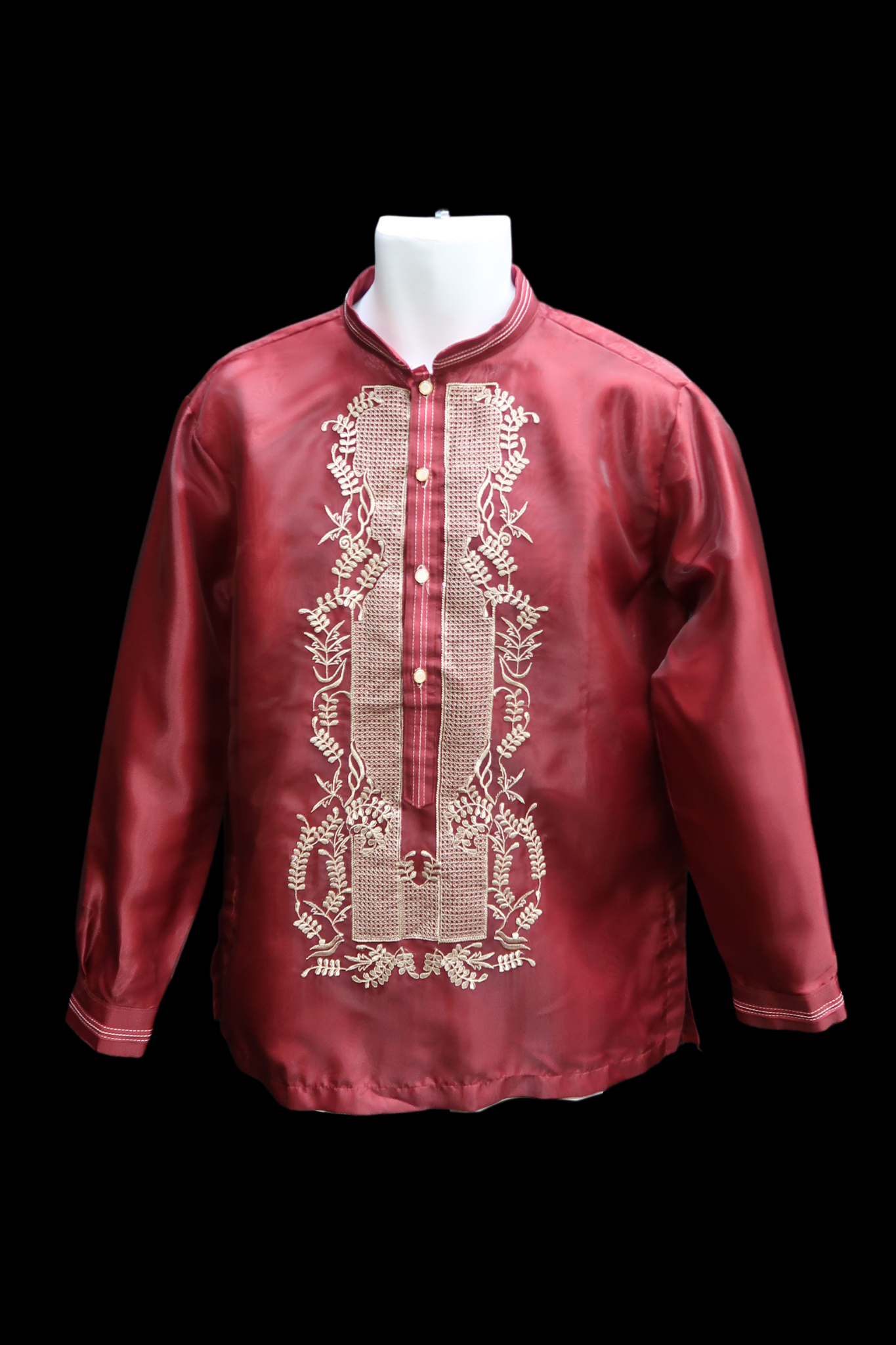 Burgundy Organza Barong - 02