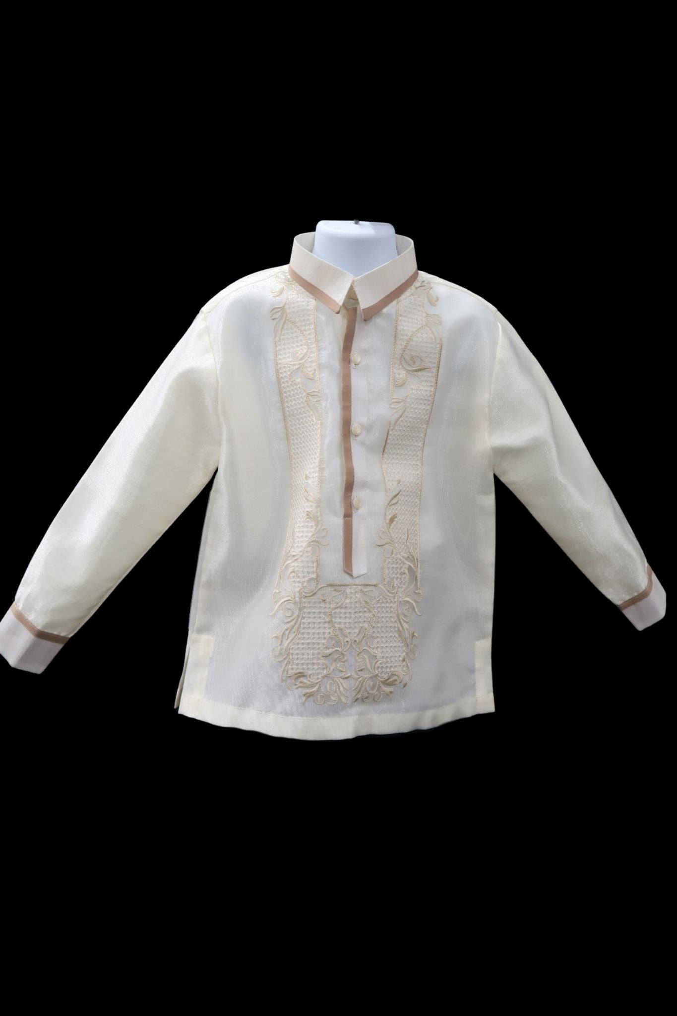 Kids Kyle Barong - Beige Pina Organza