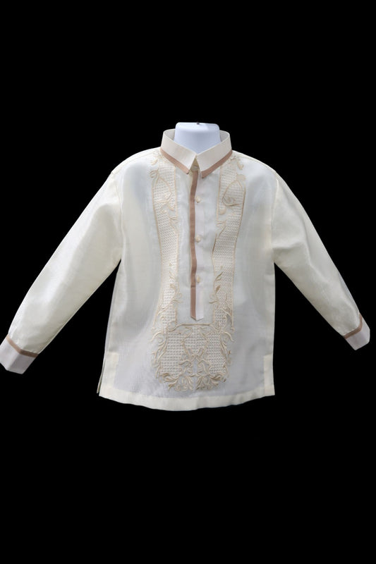 Kids Kyle Barong - Beige Pina Organza