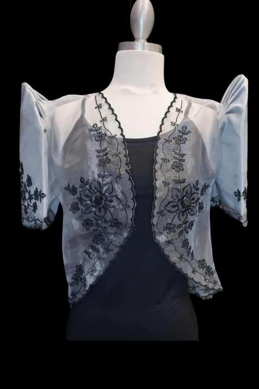 Light Gray/Black Lace Bolero