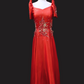 Diamond Satin Filipiniana Gown - Ruby Red