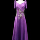 Metallic Gazar Overlap Gown - Royal Purple