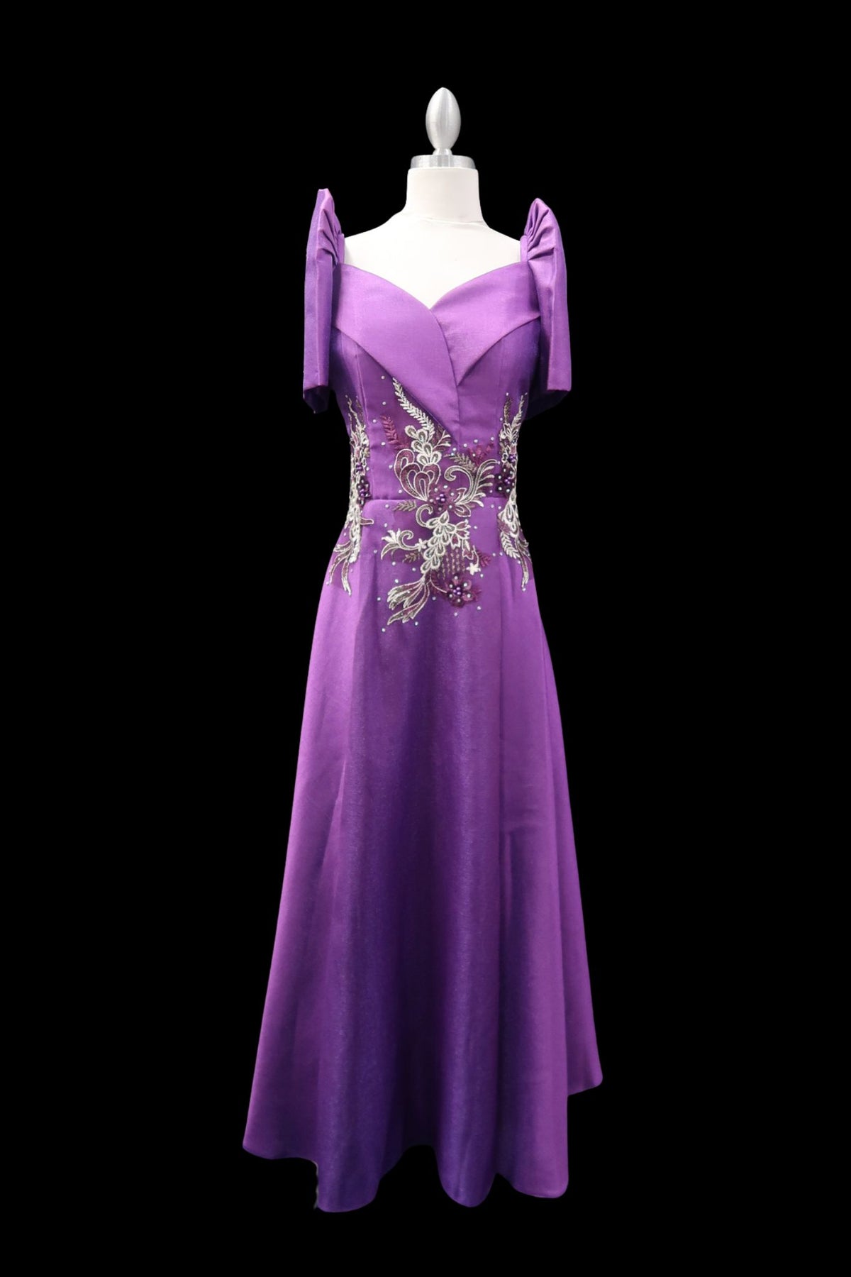 Metallic Gazar Overlap Gown - Royal Purple