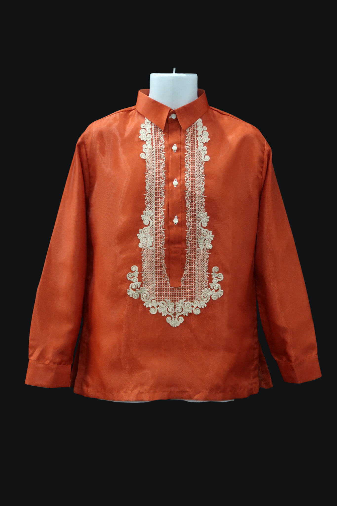 Red-Orange Organza Barong - Ezra
