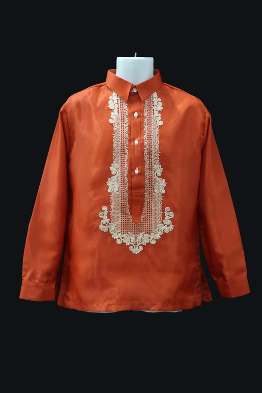 Red-Orange Organza Barong - Ezra
