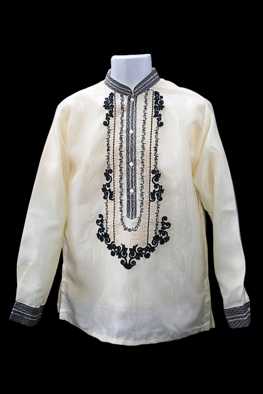Beige/Black Organza Barong - Ezra