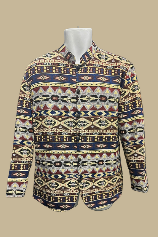 Ethnic Coat Barong - Yellow/Blue
