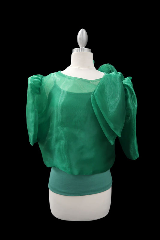 Mara Blouse w/ Bow - Emerald Green