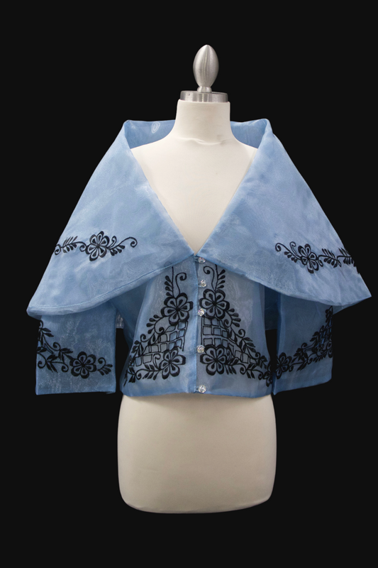 Maria Clara Filipiniana Blouse - Dusty Blue