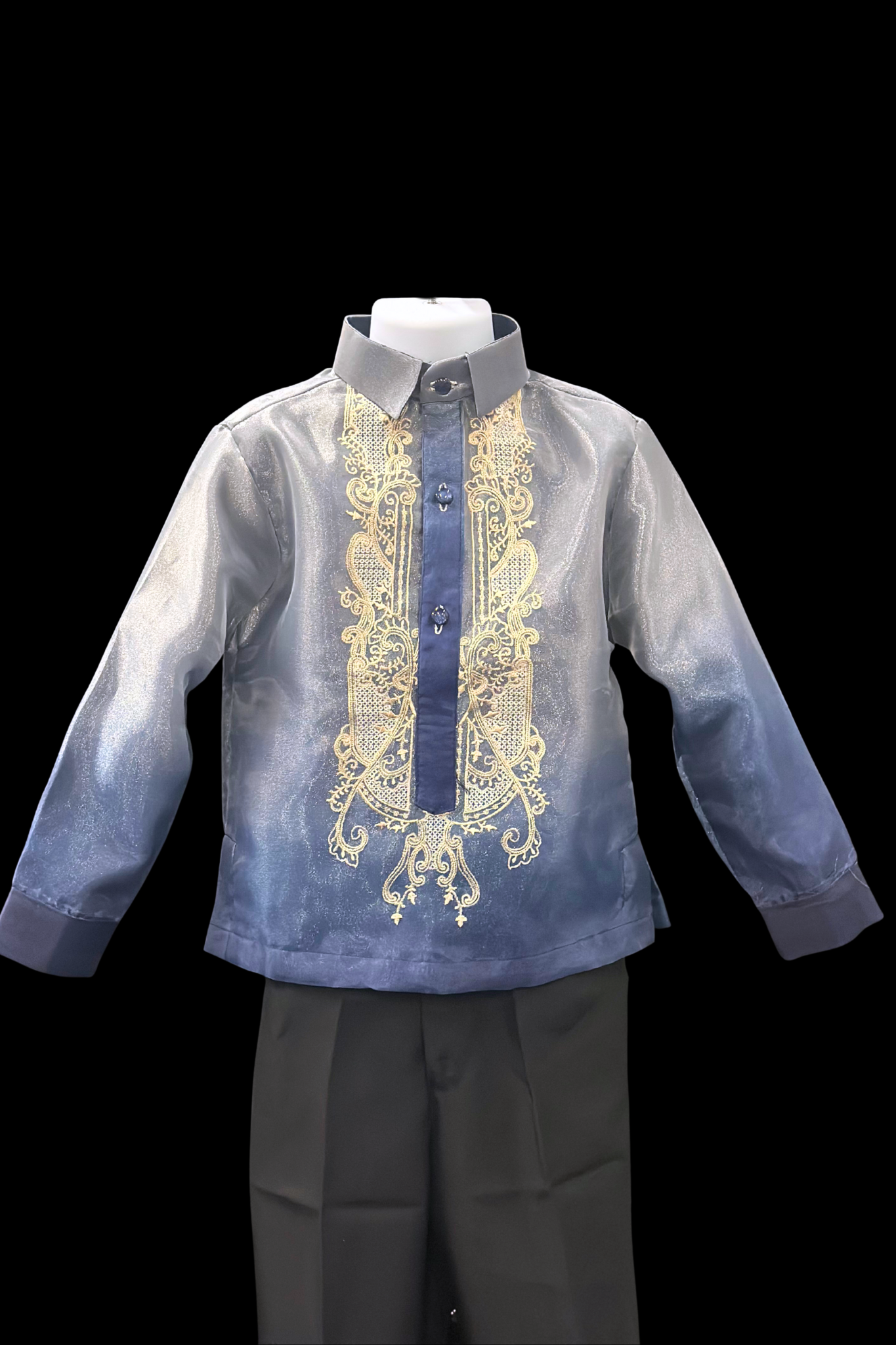 Kids Organza Barong - Navy Ombre