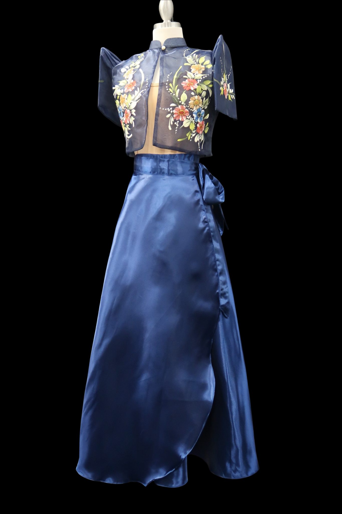 Satin Wrap Skirt - Navy Blue