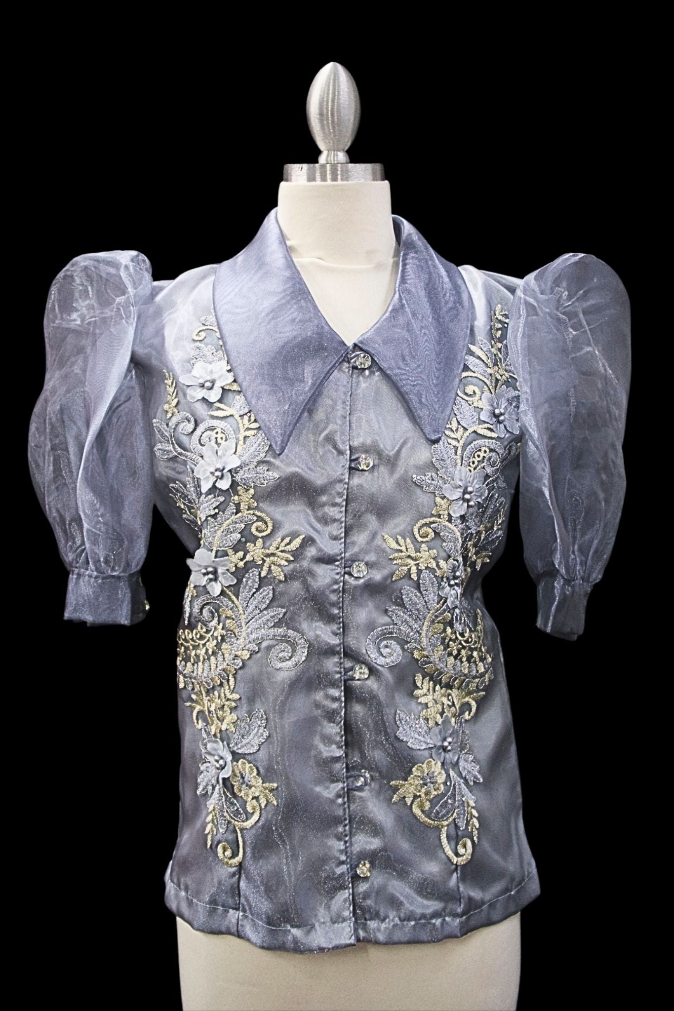 Puff Sleeve Blouse - Gray