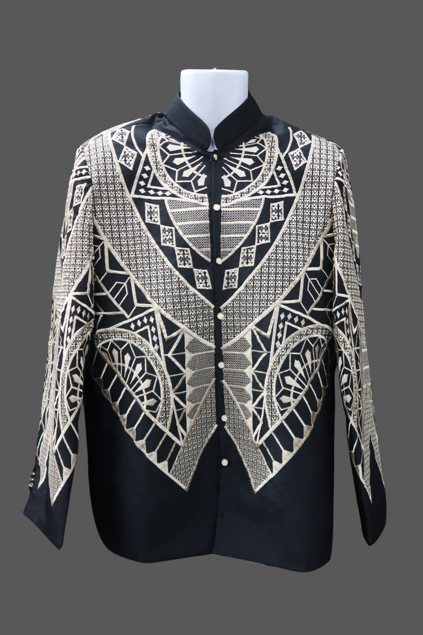 Haligi 3D Coat Barong - Black/Mocha Jusilyn