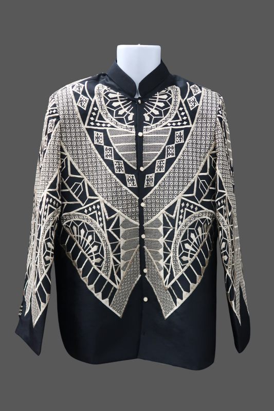 Haligi 3D Coat Barong - Black/Mocha Jusilyn