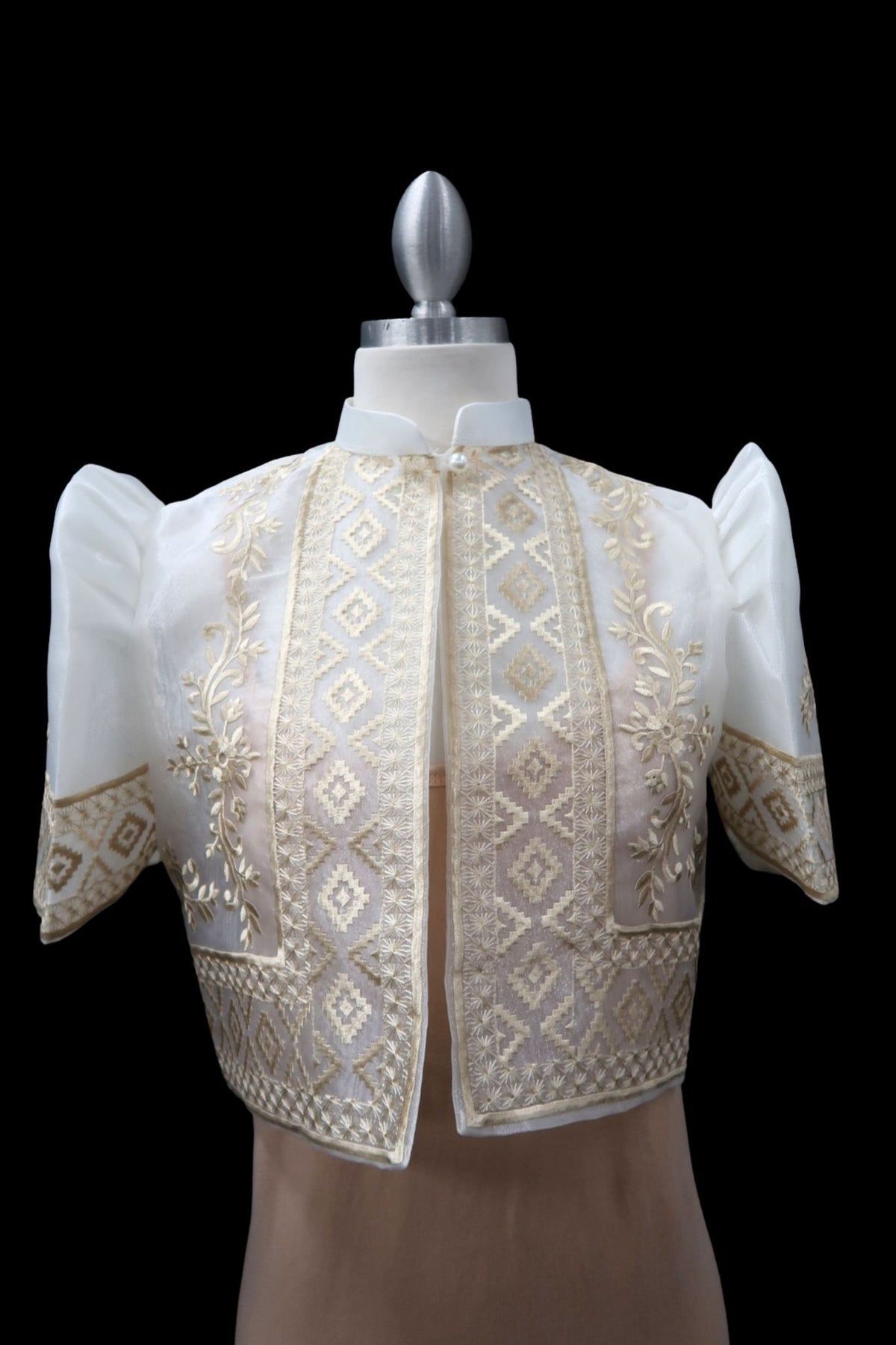 Amara Single Button Tulle Bolero - Ivory/Beige