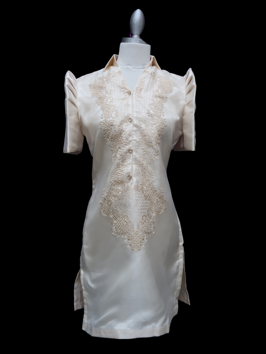 Satin Barong Dress - Beige