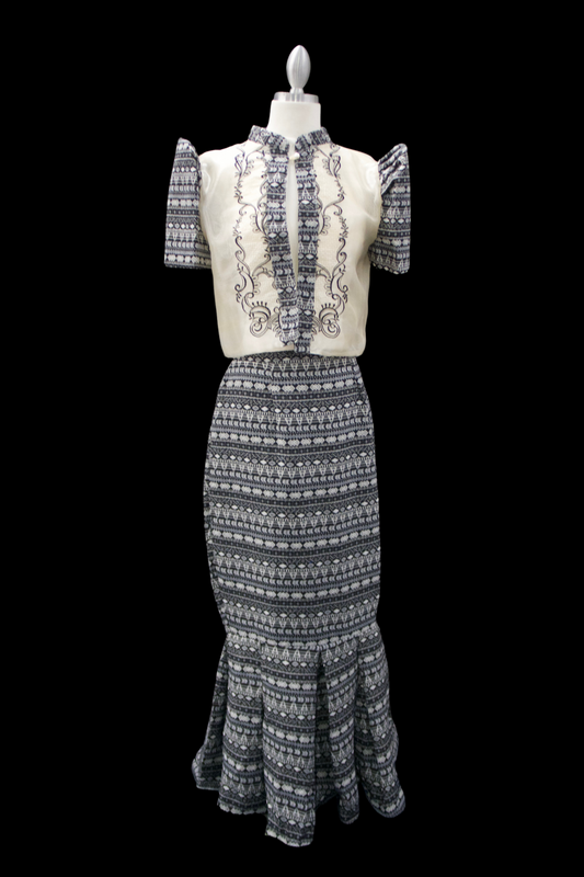 Black/White Ethnic Print Bolero & Skirt