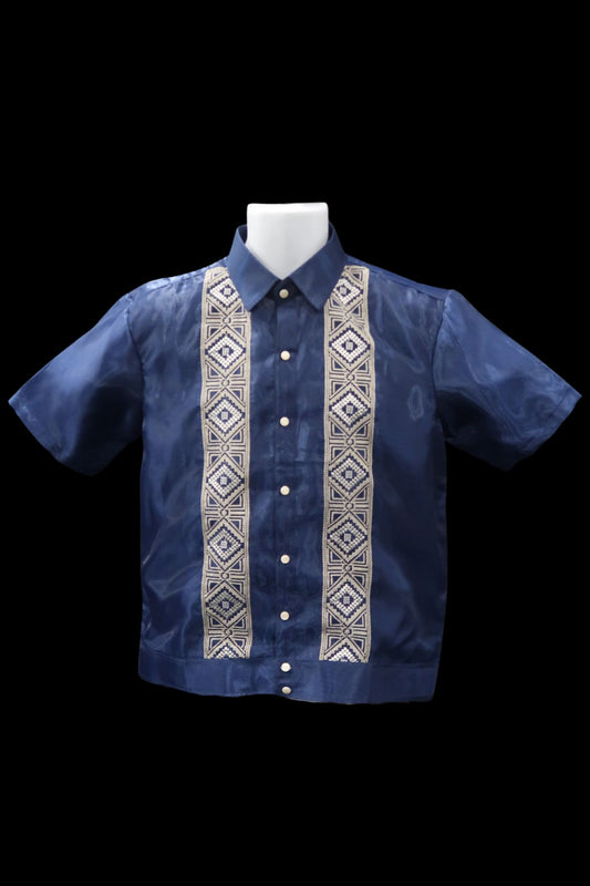 Diamond Polo Jack Barong - Navy Blue